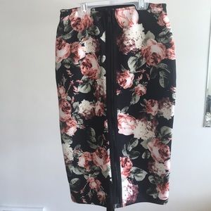 H&M Black and Floral Skirt